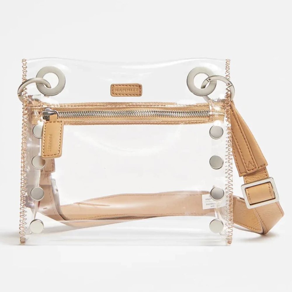 NWT New Hammitt Tony Small Clear Toast Tan/Brushed Silver Leather Retired Rare